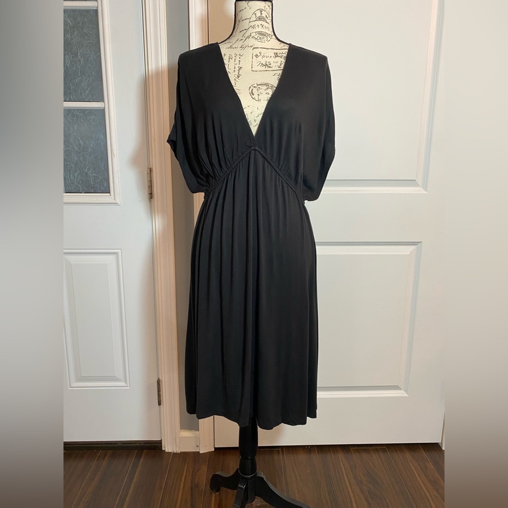 Nicole Miller Black V-Neck Dress/Swim Cover-up‎ with Elastic Waist Large/L G